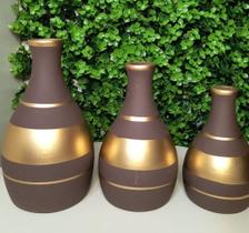 *kit trio garrafinhas em cerâmica esmaltada ou fosca para decoração de vários ambientes*