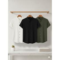 Kit Trio Imperdível Camisas Gola Padre nas Combinações Mais Estilosas