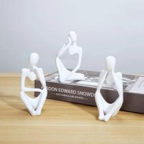 Kit Trio Pensadores Estátua Decorativa Figura Abstrata Pensador Enfeite Casa Moderno Sala Minimalista -