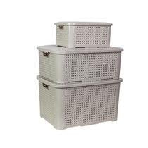 Kit Trio PMG Caixa Organizadora Rattan Preto Branco Marsala 3L, 10 e 18L Kit Trio PMG Caixa Organizadora Rattan Preto Branco Marsala 3L, 10 e 18L