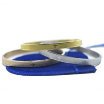 Kit Trio Pulseira Bracelete Pai Nosso Aço Prata Dourado Rose