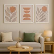 KIT TRIO QUADROS ABSTRATO BOHO 53X72X1 Cm KIT TRIO QUADROS ABSTRATO BOHO 53X72X1 Cm