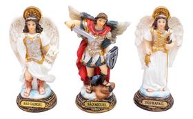 Kit Trio Três 3 Arcanjos Pequenos Em Resina - 10.5cm Kit Trio Três 3 Arcanjos Pequenos Em Resina - 10.5cm