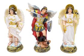 Kit Trios Três 3 Arcanjos Miguel Rafael Gabriel Resina 16cm Kit Trios Três 3 Arcanjos Miguel Rafael Gabriel Resina 16cm