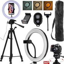 Kit Tripé 1,80m Câmera Ring Light Luz Led Usb Foto Vídeo Live Profissional