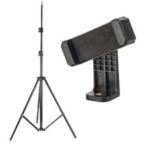 Kit Tripé 2,1m Alumínio + Suporte Giratório 2x1 para celular
