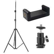 Kit Tripé 2m Alumínio + Suporte Giratório +Adaptador Celular