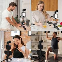 Kit Tripe Com Iluminação Microfone Transmissão Celular