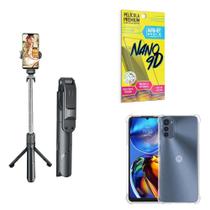 Kit Tripé De Selfie + Capinha Motorola E32 + Película 9D