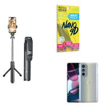 Kit Tripé de Selfie + Capinha Motorola Edge30 Pro + Película 9D