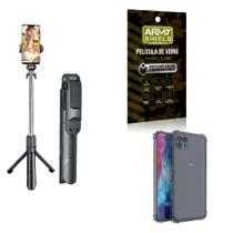 Kit Tripé de Selfie + Capinha Motorola G50 5G + Película 3D