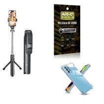 Kit Tripé de Selfie + Capinha Motorola G53 5G + Película 3D - Armyshield