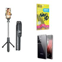 Kit Tripé De Selfie + Capinha Samsug S21 Ultra + Película 9D