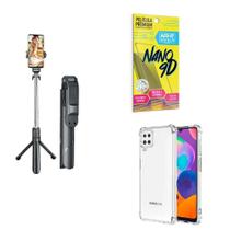 Kit Tripé De Selfie + Capinha Samsung A22 4G + Película 9D