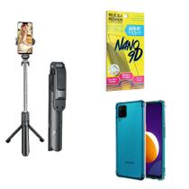 Kit Tripé De Selfie + Capinha Samsung M12 + Película 9D