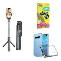 Kit Tripé De Selfie + Capinha Samsung S10 Plus + Película 9D