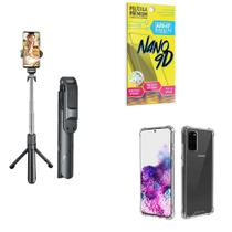 Kit Tripé De Selfie + Capinha Samsung S20 Plus + Película 9D - Armyshield