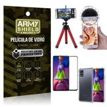 Kit Tripé Flex + Flash Ring Galaxy M51 + Capa + Película 3D