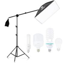Kit Tripé Girafa Greika Com Softbox Bivolt 50x70cm Para Lâmpada