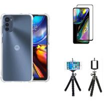 Kit Tripé Motorola Moto E32 + Capa + Película De Vidro 3D