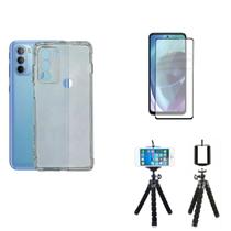 Kit Tripé Motorola Moto G31 + Capa + Película De Vidro 3D