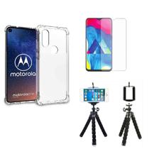 Kit Tripé Motorola Moto One Vision + Capa + Película De Vidro 3D