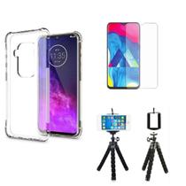 Kit Tripé Motorola Moto One Zoom + Capa + Película De Vidro 3D