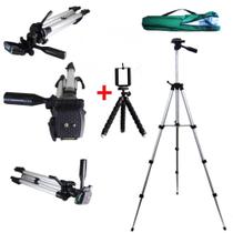 Kit Tripe Para Celular ou Câmera Fotográfica 1,20 Metros Com Bolsa Para Transporte MTG-101 - Tomate