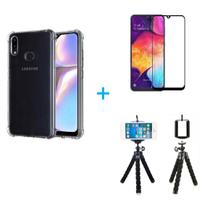 Kit Tripé para Samsung Galaxy A10 + Capa + Película Vidro 3D