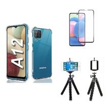 Kit Tripé para Samsung Galaxy A12 + Capa + Película Vidro 3D
