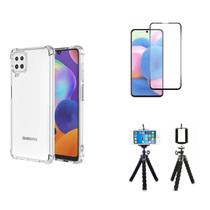 Kit Tripé para Samsung Galaxy M32 + Capa + Película Vidro 3D