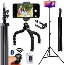 Kit Tripé Profissional Câmera Suporte Celular Bluetooth Foto
