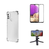 Kit Tripé Tripod 360 graus para Motorola Moto G30 + Capa + Pelicula De Vidro