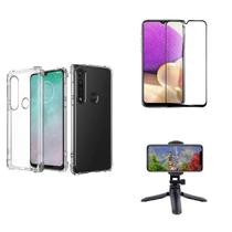 Kit Tripé Tripod 360 graus para Motorola Moto G8 Plus + Capa + Pelicula De Vidro