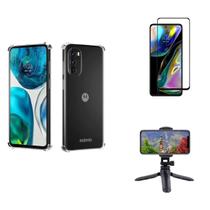 Kit Tripé Tripod 360 graus para Motorola Moto G82 + Capa + Pelicula De Vidro