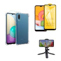 Kit Tripé Tripod 360 graus para Samsung Galaxy A02 + Capa + Pelicula De Vidro