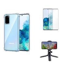 Kit Tripé Tripod 360 graus para Samsung Galaxy S20 Plus + Capa + Pelicula De Vidro