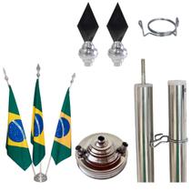 Kit Triplo Completo 3 Furos Base de Alumínio, Mastros, Ponteiras, Presilhas e Bandeiras para Eventos Estabilidade e Elegância