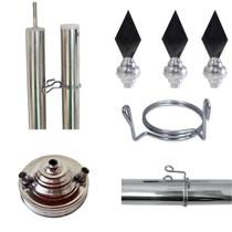 Kit Triplo Completo para Hasteamento de Bandeiras _ 1 Base 3 Furo 3 Mastro 3 Ponteira 01 6 Presilha