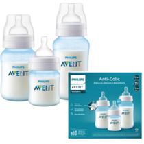 Kit Triplo Mamadeira Anti-Colic Azul 125ml 260ml 330ml
