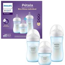 Kit Triplo Mamadeiras Pétala 3.0 Azul 330+260+125ml Avent