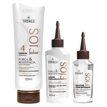 Kit Triskle Força Resistência Cabelos Fracos Quebradiços + Leave-In 250ml 3 Itens