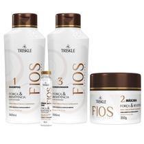 Kit Triskle Força Resistência Cabelos Fracos Quebradiços + Máscara 350g 4 Itens