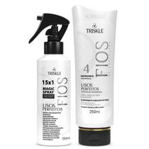 Kit Triskle Lisos Perfeitos Hidratação Antiumidade Antifrizz + Spray Fluído 120ml 2 Itens