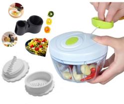 Kit Triturador Manual Alimentos, Espiralizador com Amolador Facas - Sacoleiro Utilidades