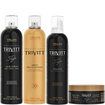 Kit Trivit Style 4pçs:Hair Spray Lacca Forte+ Brilho Intenso+ Mousse+ Creme Modelar