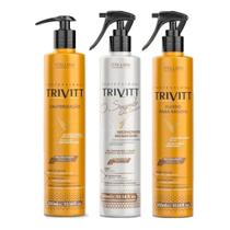 Kit Trivitt (3 Produtos) Cauterização 300ml + Reconstrutor Segredo 300ml + Fluido Para Escova 300ml