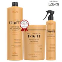 Kit Trivitt Shampoo Pós Química 1L + Hidratação Intensiva 1Kg + Fluído p/ Escova 300ml