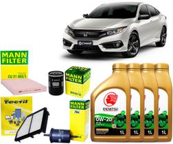 Kit Troca De Óleo 0w20 e Filtros Honda Civic 2.0 2020 2021