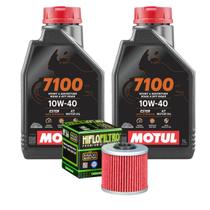 Kit Troca de Óleo Motor 2 Litros Motul 7100 10w40 Sintético + Filtro Hiflo HF566 Kymco Downtown 300i 350i